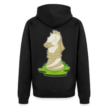 Schachfigur Springer Schach - Unisex Premium Bio Zip Hoodie - Schwarz - Hinten - Nico (187cm)