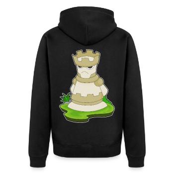 Chess Piece Tower Chess - Unisex Premium Organic Zip Hoodie - black - Back - Nico (187cm)