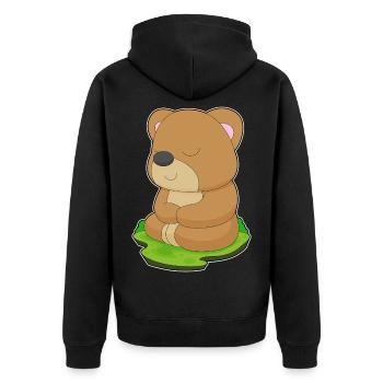 Bear Yoga Fitness Meditation - Unisex Premium Organic Zip Hoodie - black - Back - Nico (187cm)