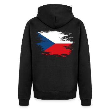 Czech Republic flag used design - Unisex Premium Organic Zip Hoodie - black - Back - Nico (187cm)