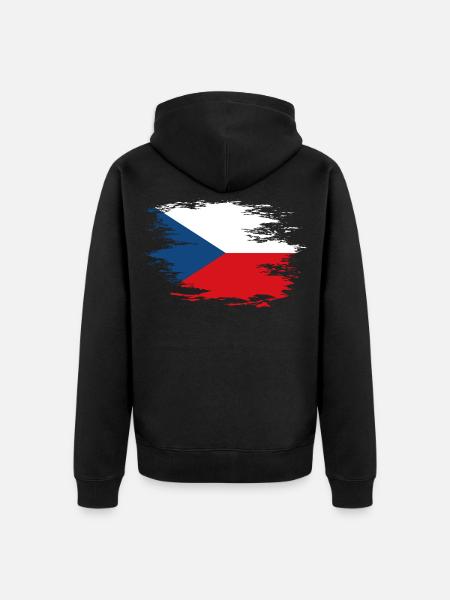 Czech Republic flag used design - Unisex Premium Organic Zip Hoodie - black