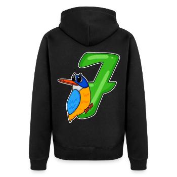 Motif Oiseau 7ème Anniversaire - 7 ans - Veste à capuche bio Premium Unisexe - noir - Dos - Nico (187cm)