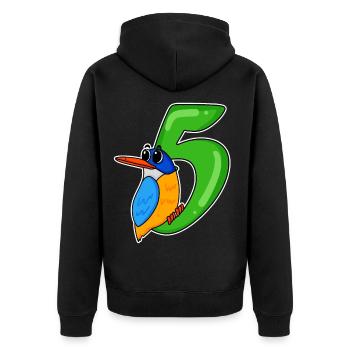 5. Geburtstag Motiv Vogel - 5 jahre - Unisex Premium Bio Zip Hoodie - Schwarz - Hinten - Nico (187cm)