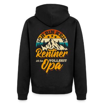 Ich bin kein Rentner ich bin Vollzeit Opa - Unisex Premium Bio Zip Hoodie - Schwarz - Hinten - Nico (187cm)