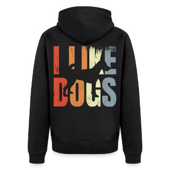 I Like Dogs - Unisex Premium Bio Zip Hoodie - Schwarz - Hinten - Nico (187cm)