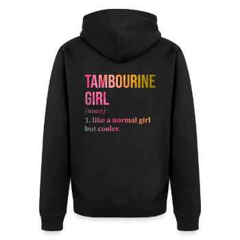 Tamburin - Unisex Premium Bio Zip Hoodie - Schwarz - Hinten - Nico (187cm)