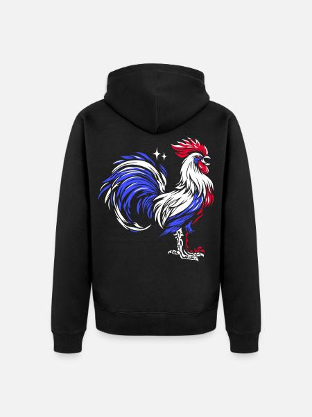 Französischer Hahn: Trikolore Symbol - Unisex Premium Bio Zip Hoodie - Schwarz