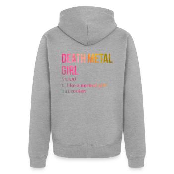 Death metal - Veste à capuche bio Premium Unisexe - gris chiné - Dos - Nico (187cm)