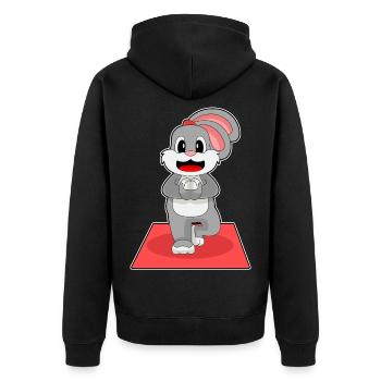 Rabbit Yoga Fitness Gymnastics - Unisex Premium Organic Zip Hoodie - black - Back - Nico (187cm)