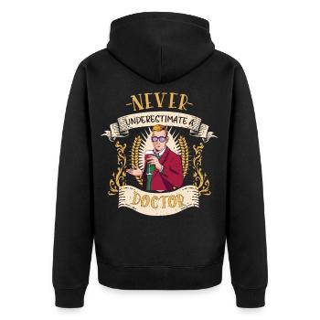 Cadeau drôle de docteur professionnel médical - Veste à capuche bio Premium Unisexe - noir - Dos - Nico (187cm)