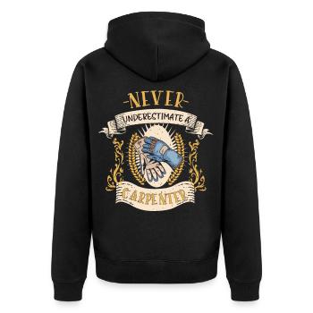 Cadeau drôle professionnel de charpentier en bois - Veste à capuche bio Premium Unisexe - noir - Dos - Nico (187cm)