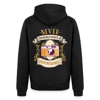 Fotograf Schnappschuss Künstler Lustiges Geschenk - Unisex Premium Bio Zip Hoodie - Schwarz - Hinten - Nico (187cm)
