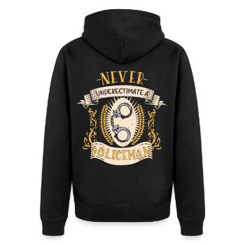 Polizist Gesetzesvollstrecker Lustiges Geschenk - Unisex Premium Bio Zip Hoodie - Schwarz - Hinten - Nico (187cm)