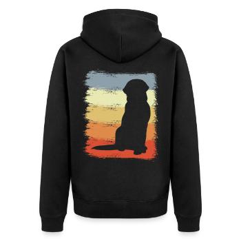 Dog Drawing Vintage Look - Unisex Premium Organic Zip Hoodie - black - Back - Nico (187cm)