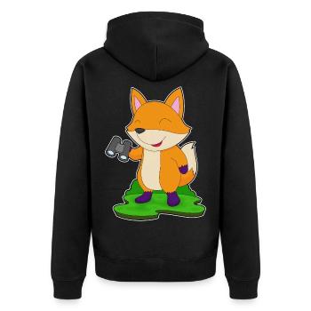 Fuchs Binoculars - Unisex Premium Organic Zip Hoodie - black - Back - Nico (187cm)
