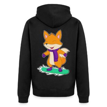 Fuchs Snowboarder Snowboard - Unisex Premium Bio Zip Hoodie - Schwarz - Hinten - Nico (187cm)