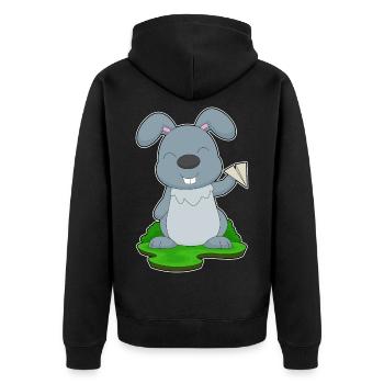 Rabbit Paper Airplane - Unisex Premium Organic Zip Hoodie - black - Back - Nico (187cm)