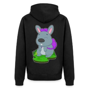 Bunny Student Backpack School - Unisex Premium Organic Zip Hoodie - black - Back - Nico (187cm)