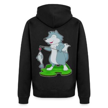 Pêche au poisson pêcheur loup-loup - Veste à capuche bio Premium Unisexe - noir - Dos - Nico (187cm)