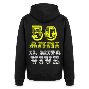 50 ans - Veste à capuche bio Premium Unisexe - noir - Dos - Nico (187cm)