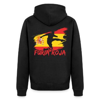 Spanien Fußball - Unisex Premium Bio Zip Hoodie - Schwarz - Hinten - Nico (187cm)