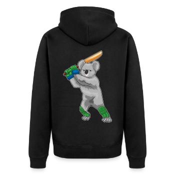 Koala Cricket Cricket Bats - Unisex Premium Organic Zip Hoodie - black - Back - Nico (187cm)