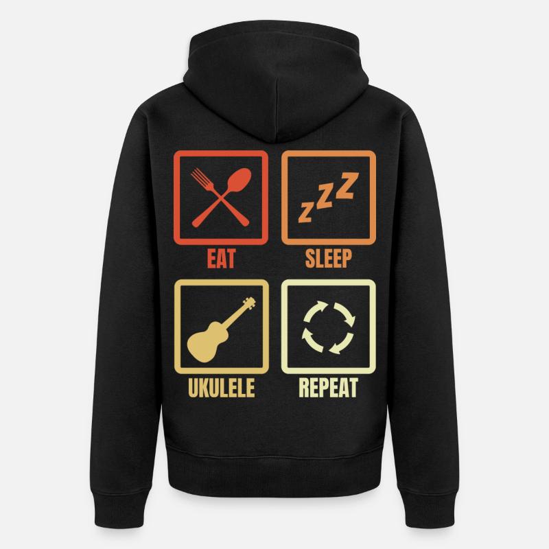 Manger dormir ukulélé répéter - Veste à capuche bio Premium Unisexe - noir