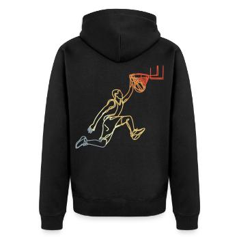 Basketball Retro Look - Unisex Premium Bio Zip Hoodie - Schwarz - Hinten - Nico (187cm)