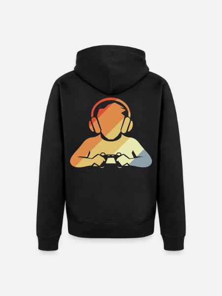 Gamer Retro Look - Unisex Premium Organic Zip Hoodie - black