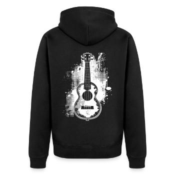 Ukulele Skizze - Unisex Premium Bio Zip Hoodie - Schwarz - Hinten - Nico (187cm)