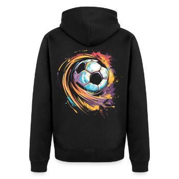 Fußball Streetart - Unisex Premium Bio Zip Hoodie - Schwarz - Hinten - Nico (187cm)
