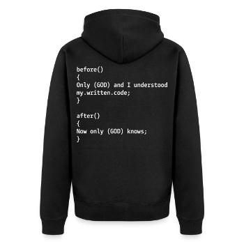 Programmierer Witz - Unisex Premium Bio Zip Hoodie - Schwarz - Hinten - Nico (187cm)