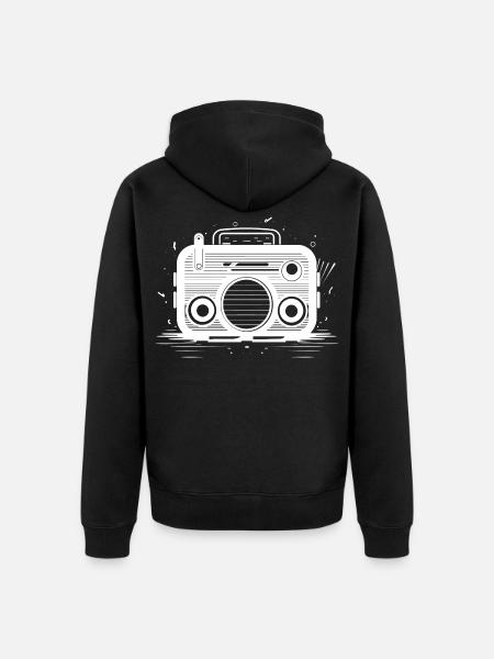 Oldschool Radio Sketch - Unisex Premium Organic Zip Hoodie - black