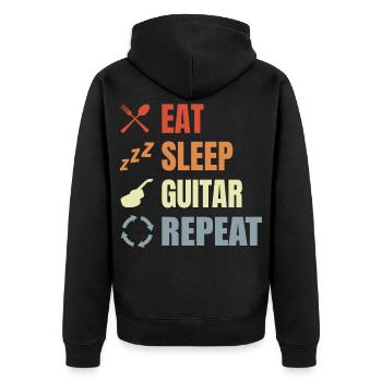 Eat Sleep Guitar Repeat - Unisex Premium Organic Zip Hoodie - black - Back - Nico (187cm)