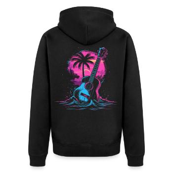 Ukulele 80s Look - Unisex Premium Organic Zip Hoodie - black - Back - Nico (187cm)