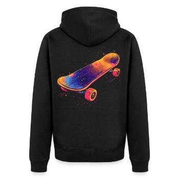 Skateboard Illustration - Unisex Premium Bio Zip Hoodie - Schwarz - Hinten - Nico (187cm)
