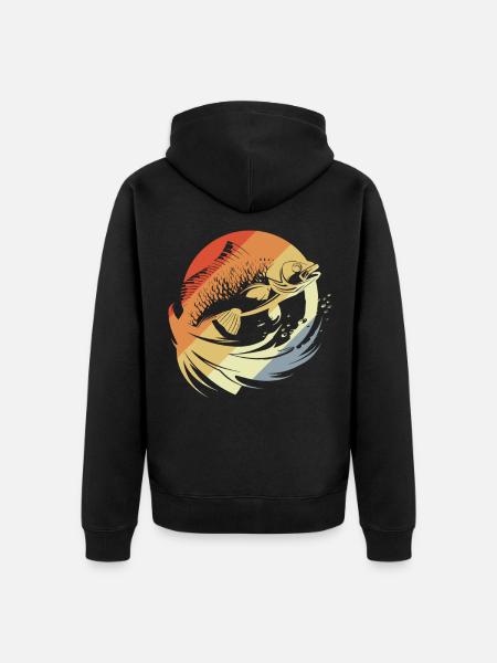 Fish Graphic Retro Look - Unisex Premium Organic Zip Hoodie - black