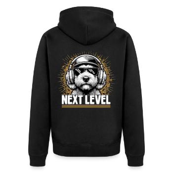 Goldendoodle Hip Hop Chien Cadeau de niveau supérieur - Veste à capuche bio Premium Unisexe - noir - Dos - Nico (187cm)