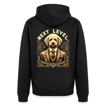 Goldendoodle Hund Next Level Anzug Geschenk - Unisex Premium Bio Zip Hoodie - Schwarz - Hinten - Nico (187cm)