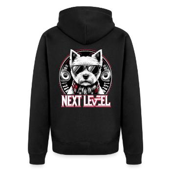 West Highland White Terrier Niveau supérieur Hip Hop - Veste à capuche bio Premium Unisexe - noir - Dos - Nico (187cm)