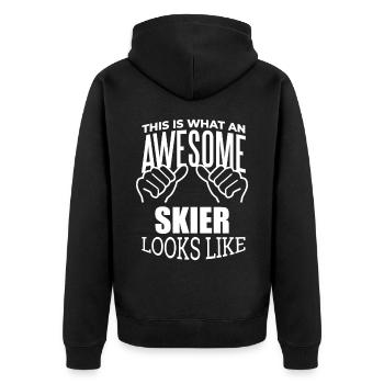 Skiing Skiing Skiing - Unisex Premium Organic Zip Hoodie - black - Back - Nico (187cm)