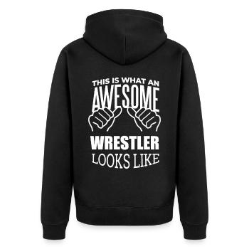 Ringen - Unisex Premium Bio Zip Hoodie - Schwarz - Hinten - Nico (187cm)