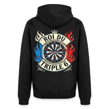 Roi du triple 6 humour fléchettes roi dard cible - Veste à capuche bio Premium Unisexe - noir - Dos - Nico (187cm)