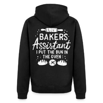 Bakery sales assistant - Unisex Premium Organic Zip Hoodie - black - Back - Nico (187cm)