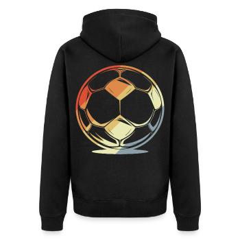 Fußball im Retro Stil - Unisex Premium Bio Zip Hoodie - Schwarz - Hinten - Nico (187cm)