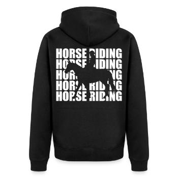 Horse Riding - Unisex Premium Bio Zip Hoodie - Schwarz - Hinten - Nico (187cm)