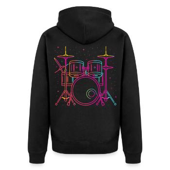 Drums Sketch Retro - Unisex Premium Organic Zip Hoodie - black - Back - Nico (187cm)