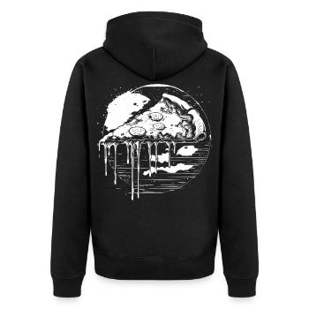 Pizza Graphic - Unisex Premium Organic Zip Hoodie - black - Back - Nico (187cm)