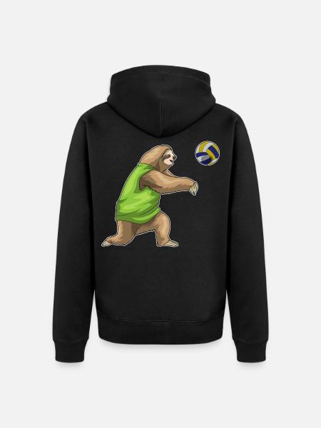 Bradipo Pallavolo Giocatore Pallavolo - Felpa con cappuccio ecologica premium unisex - nero