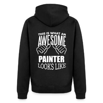 Maler - Unisex Premium Bio Zip Hoodie - Schwarz - Hinten - Nico (187cm)